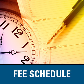 Fee Schedule- Calendar with pen and see through clock 